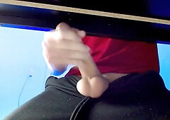 POINT OF VIEW: you hid under my desk while I work from home ( groaning, witnessing p0rn and wanking off )