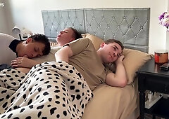 Don't Make a Noise so your Step-Bro won't Notice! - 3 way with Large Beef whistle Tattoed Latino Twunk