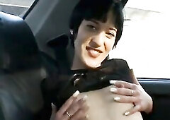 God looking amateur wench feels very excited and this babe need to satisfy her vagina with sex tool in car
