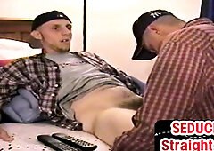 Hairy cock str8 amateur sucked and wanked by DILF at home