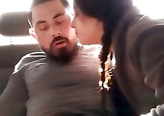 Amateur brunette MILF gives head in the car - Bokep