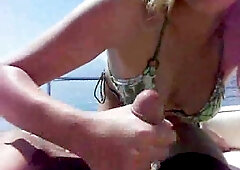 Amateur porn video with my wife eating my dong on a boat