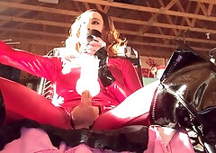 Smoking Alektra No 55 (tweaked crimson catsuit long green fingernails black hip high footwear jizz flow)