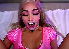 Black Trans Beauty Mirage Desire Cosplays as Princess Peach & Cums On Herself