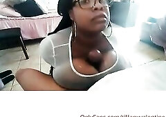 Black angel with biggest titties gives her partner an oily titty bang whilst wearing a watch throughout top.