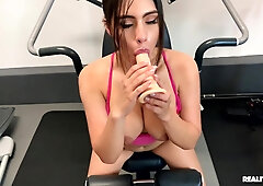 Sweaty boxing workout with Tru Kait: Titfuck, masturbation & more!