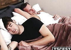 FTM Gray wakes to discover stepuncle Shane working out his ramrod and in a short time gets fingered and screwed in a steamy morning session.