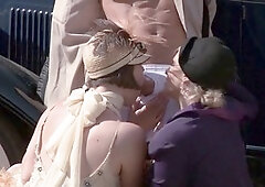 Sultry seaside gangsta picnic with Julia Ann evolves into a wild DP frenzy