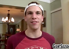 Large meatpipe guy gargled and nailed by a lean arse