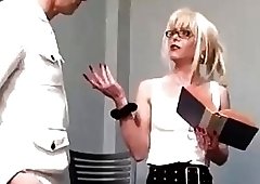 Sexy blonde tgirl teacher got fucked hard