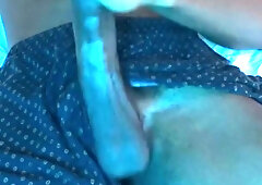 Tugging My Uncircumcised BIG BLACK COCK with Drawers on ( No Nuts )