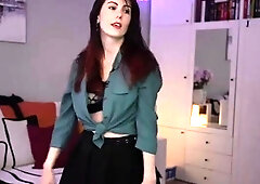 Cute curly brunette solo webcam masturbation