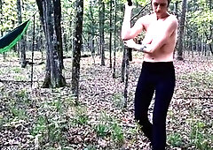 Sage Eldritch - Topless Sage Eldritch Practicing Nunchucks