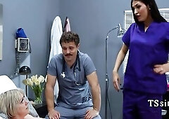 Breasty GILF Screws Nurse & The Trans Doctor Screws Her - TSSins