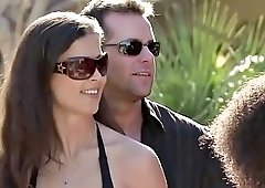 chocolate lovers engage in steamy pre party foreplay at backyard