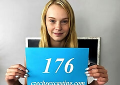 Novice blonde darling shows off in casting