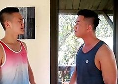 Asian twink enjoys big cock blowjobs and rectal fun