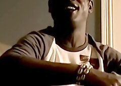 ebony unexperienced working on his spear and making it cum