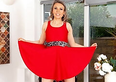 Sweet chick Alexia nicely plays with her hungry hairy pussy