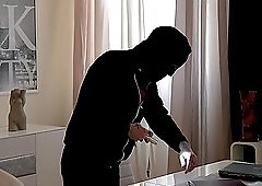 Redhead maid Isabella Lui gets fucked by a masked burglar