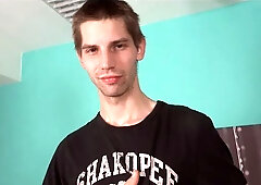 Peter Orteze oozing confidence while jacking off hard