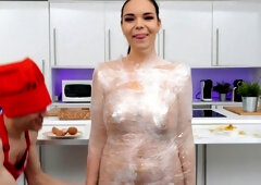 Young Latino fucks Sofia Lee hardcore in kitchen POV