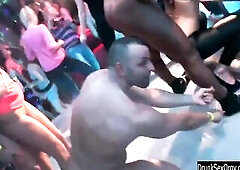 Awesome party gals are screwing big pricks in public in a club