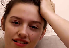 Busty Girl with Hairy Cunt Fingers and Toys her Anus