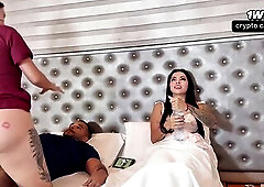 maid SCREWS with her boss during the time that wife is in daybed