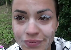 I'm in Public Park and Make Me a Massive Facial after a Outside Blowjob
