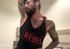 xjlondonx jacking off his cock and dildo inserted in his cunt