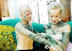 Fleshly Lesbo Toy Session - Tattooed Trans Beauty