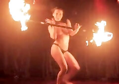 Sensuous beauty gives amazing fire dancing performance