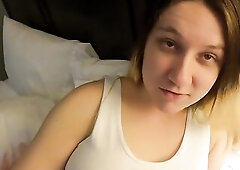 Preggy married wench sucks off a stranger and swallows his nut