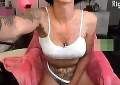 very cute tattooed tgirl teasin on cam
