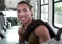 Latino buffing the helmet of a stranger