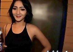 Ladyboy cutie gets taken home and gives a good wet blowjob