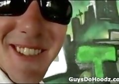 Thug in spit roast with hot gay guys