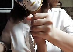 The hotty assented to the camera, but merely in a mask