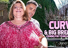 Buxom big boobed Jana loves younger muscled guys