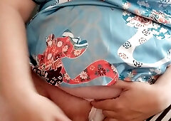 Sissy Aleksa jercing her smallish sausage in china sundress and jizz