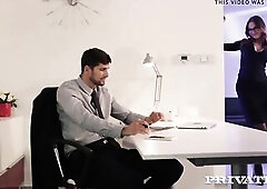 One time her mouth has been screwed hard, this babe puts her round booty to work by taking a hard pounding up against the desk.