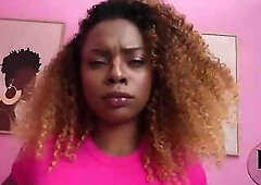 Youthful ebony gal being drilled by her cousin's large white ramrod