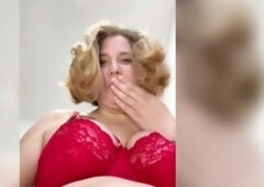 POV Hawt beauty in a red underware is sitting on your face