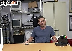 BBC gay doggyfucks his white anal hole in the office