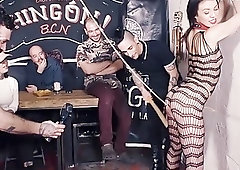 Lovely brunette with long hair in a rough sex adventure