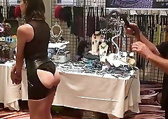 Girl gets her booty whipped in front of an audience