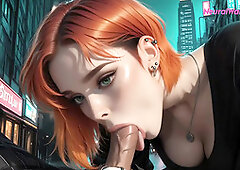 Public AI anime fantasy as the big-titted beauty gets pounded in city alleyway