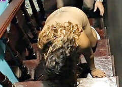 Puchis Squirts Buckets During Hardcore Stairway Pounding - Steps Drenched in Squirt and Puss