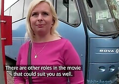 Oh how I love to see a blonde with big tits. I spotted this blondie from a mile away. I have to get her tits out on camera. I pretended to be an agent